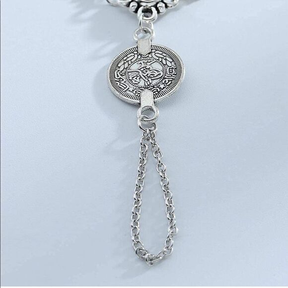 Silver Multilayered Adjustable Boho Coin Anklet Foot Chains - Set of 2 - Picture 5 of 6